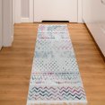 thumbnail image 6 of Ottomanson Machine Washable Cotton 2x5 Flatweave Runner Rug for Bedroom, 20" x 59", Off White/Multicolor Moroccan/Boho, 6 of 10