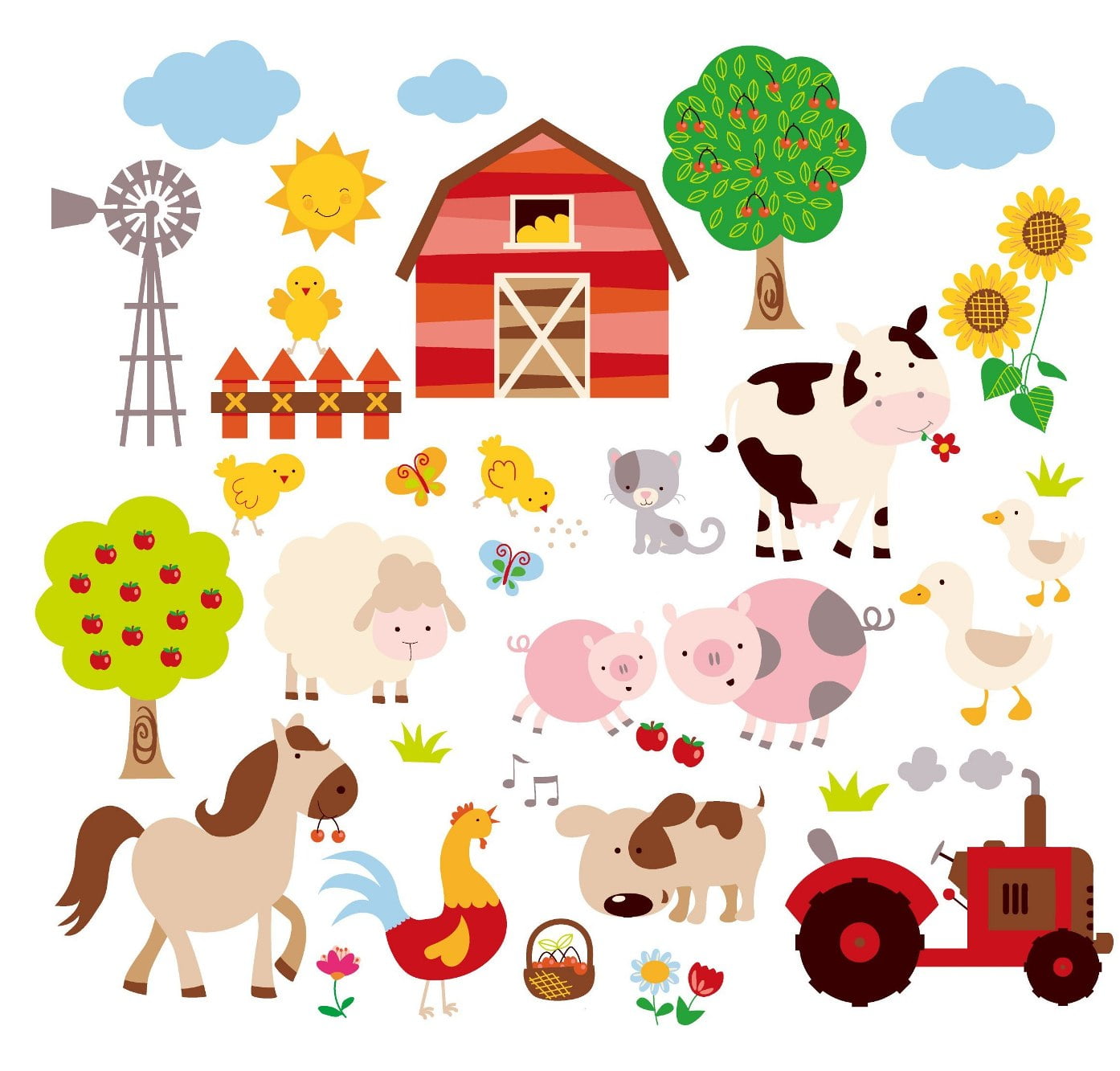 Farm Friends Nursery/Kids Room Peel & Stick Wall Decals