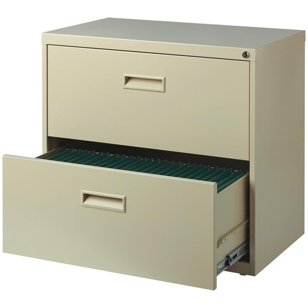Hirsh 30"W Metal 2 Drawer Lateral File Cabinet Set Beige with Front/Back Rails