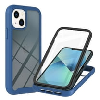 Dteck Case for iPhone 14 Plus 6.7 inch (2022 Release), Dual Layer Rugged Clear Bumper Case with Built-in Screen Protector,Blue