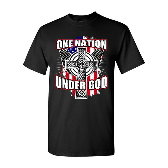 One Nation Under God Cross USA America Patriotic DT Adult T-Shirt Tee