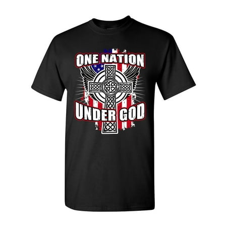 - One Nation Under God Cross USA America Patriotic DT Adult T-Shirt Tee