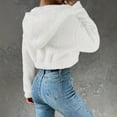 thumbnail image 7 of Fleece Fluffy Crop Jackets Winter Fuzzy Warm Zip Up Hoodies Faux Fur Thermal Winter Fashion Short Coats Long Sleeved Outerwear Sweater, 7 of 7