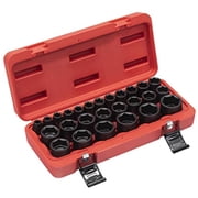 Sunex Tools 26-Piece 1/2 Drive Metric Impact Socket Set, Cr-Mo Steel, 10mm to 36mm