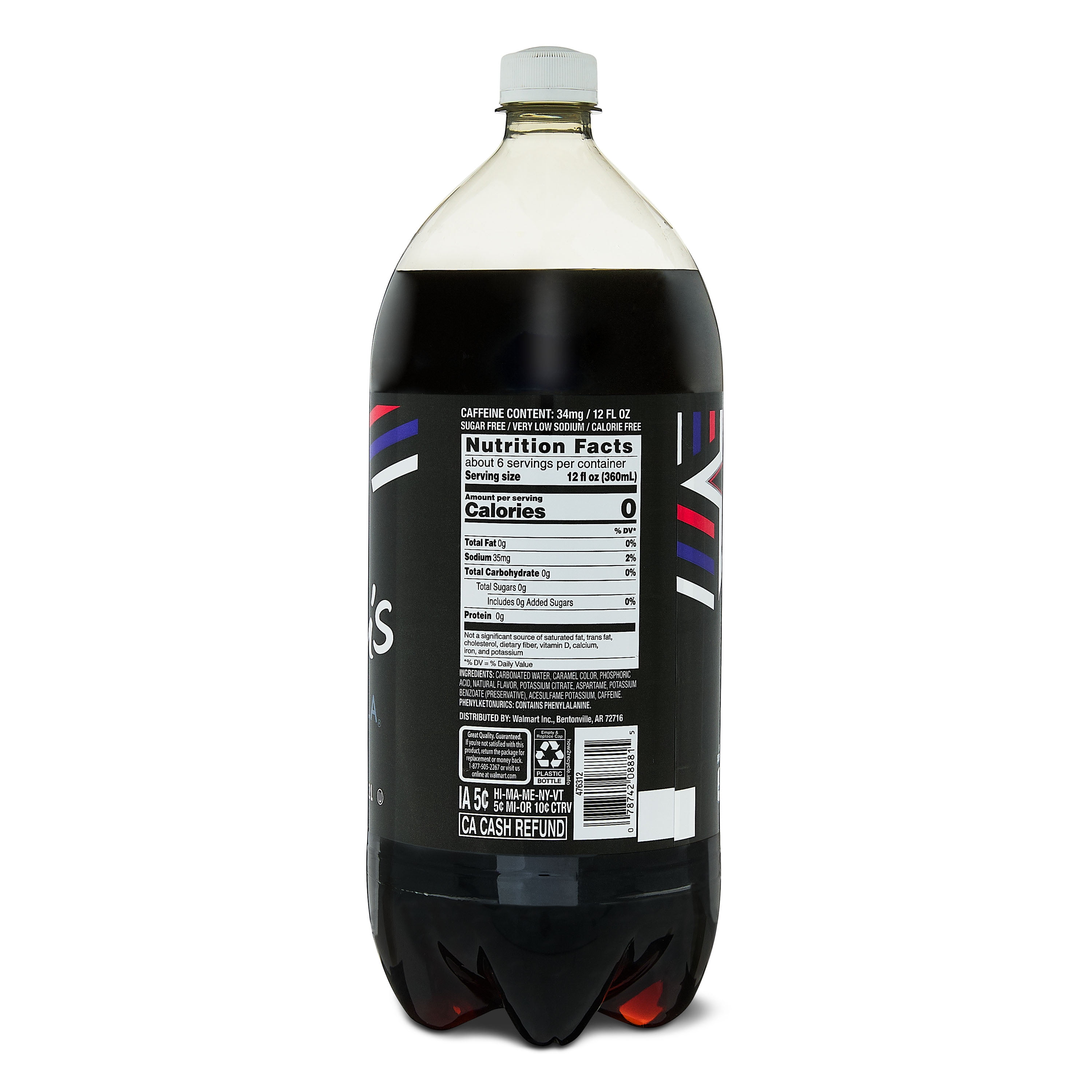 Sam's Zero Sugar Cola Soda, 2 Liter Bottle
