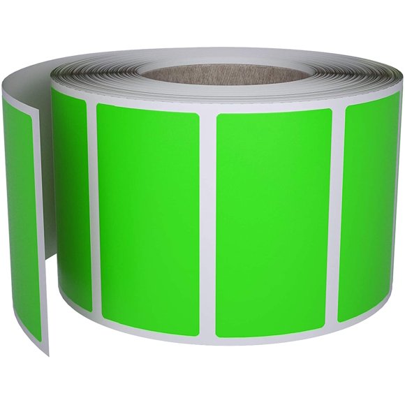 Royal Green Autocollant de Code Couleur Étiquettes Étiquetage - Néon Lumineux Vert Rectangle Étiquettes Rouleaux - Surface Inscriptible - 500 Pack