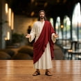 thumbnail image 3 of Clearance! Jesus Statue with Open Arms, Hand Painted Jesus Christ Figurine in Red Robe, Realistic Christian Religious Resin Home Décor, Birthday Christmas Gift for Adults Teens K*ids, 3 of 7