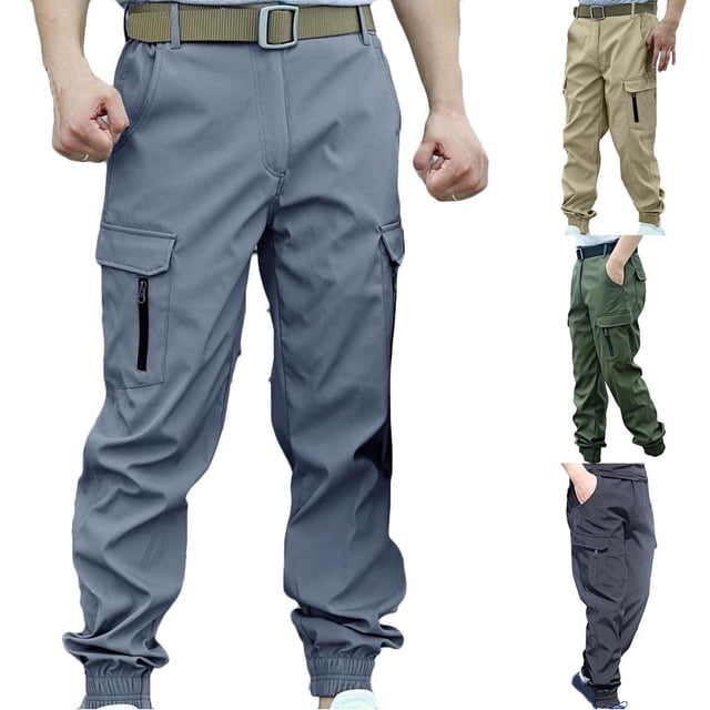 Styesk Men's Pants Mens Fashion Solid Multiple Pockets Multi Multifunctional Work Trousers Pants