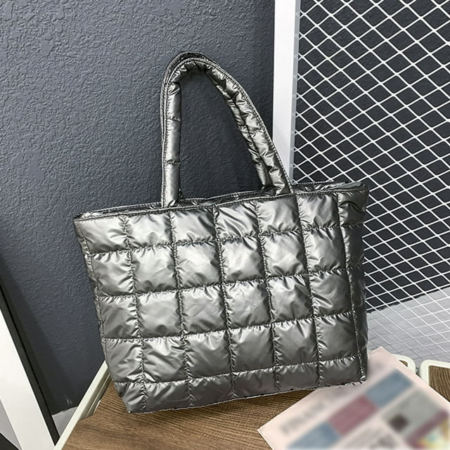 Women's Large Tote Bag | Padded Winter Shoulder Bag | Spacious Nylon Handbag for Shopping, Work & Travel