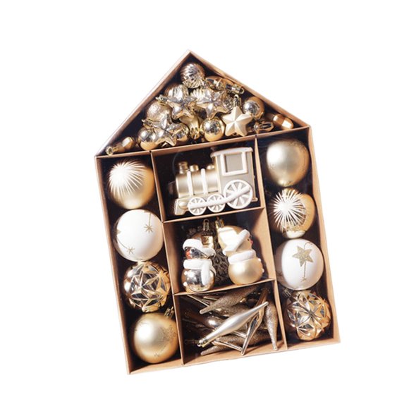 70 bolas colgantes para árbol de Navidad, adornos surtidos, irrompibles. Oro blanco