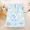 thumbnail image 5 of jejeloiu Kawaii Loves Monogrammed S Queen Sheet Sets For Kids,Rainbow Stars Initial Design Bed Set For Girls,4-Piece, 5 of 6