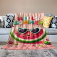thumbnail image 2 of GOSMITH Flannel Blanket Durable and Long-lasting Summer Pillow Covers Hello Summer Vibes with Watermelon Pineapple Bicycle Tropical Flowers Palm Leaves Lemon White, 2 of 6