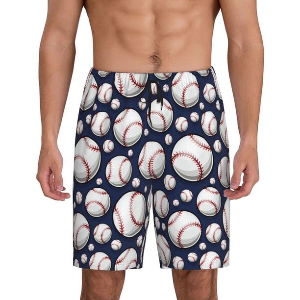 Fotbe Cute Basebal Pantalones Cortos de Pijama para Hombre, Ropa de Dormir, Pantalones de Pijama Cortos para Hombre-Medium