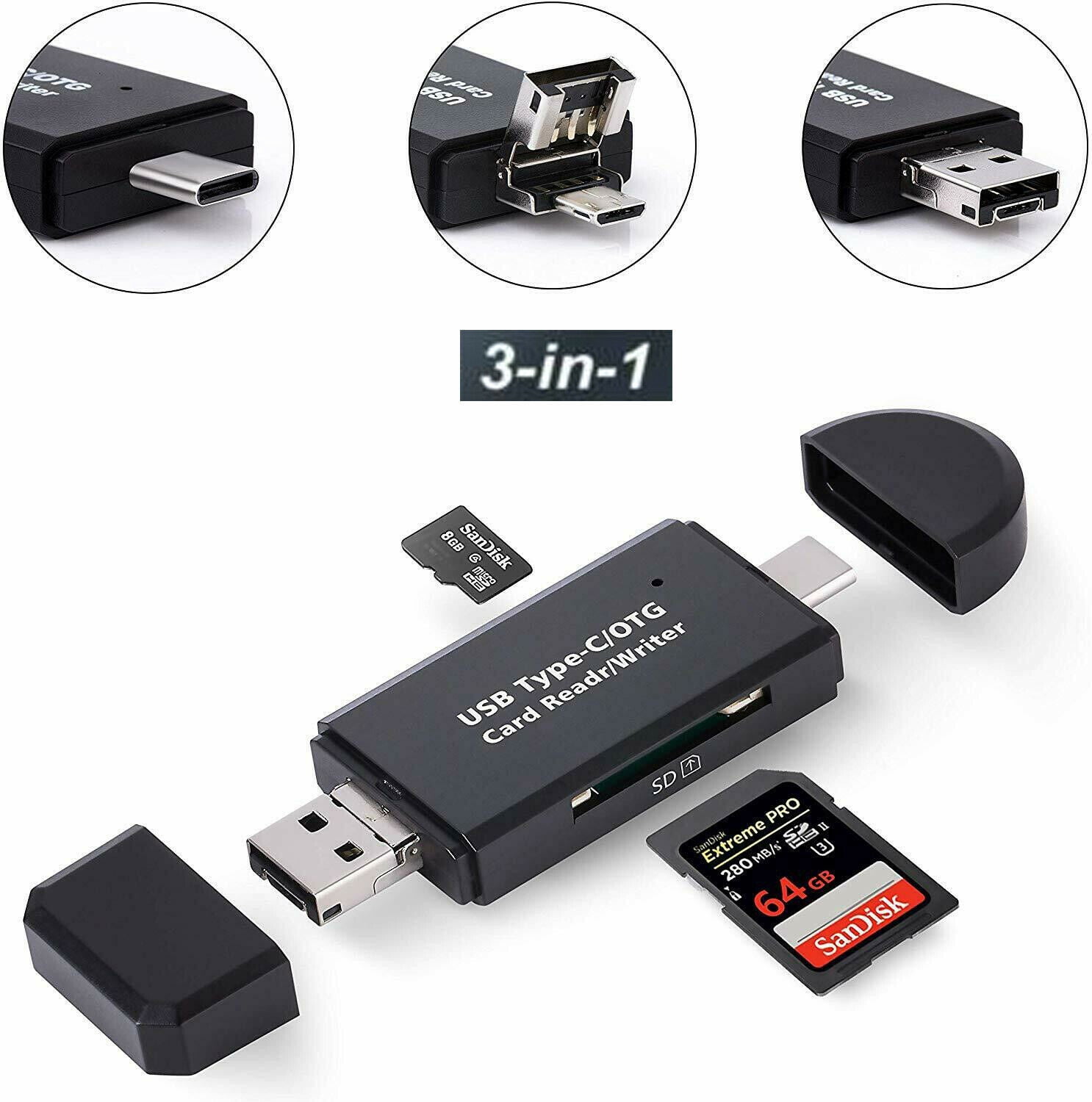 TIANSONG USB C SD Card Reader for iPhone 15/Mac/iPad, 3-Slot USB Type C to  CF/SD/TF Card Adapter Supports Compact Flash/Micro SD Card Compatible with