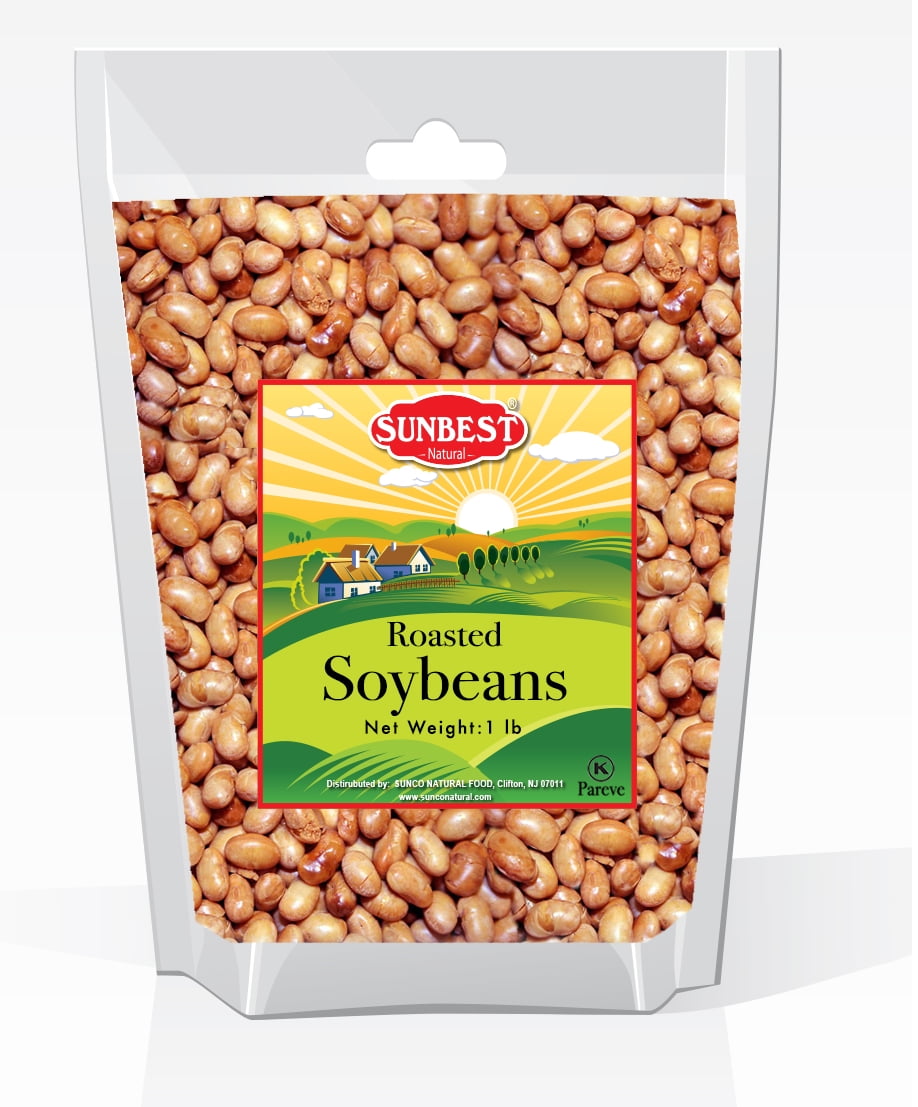 SUNBEST Whole, Roasted Soybeans No Salt, Soy Nuts, 1 Lb in Resealable