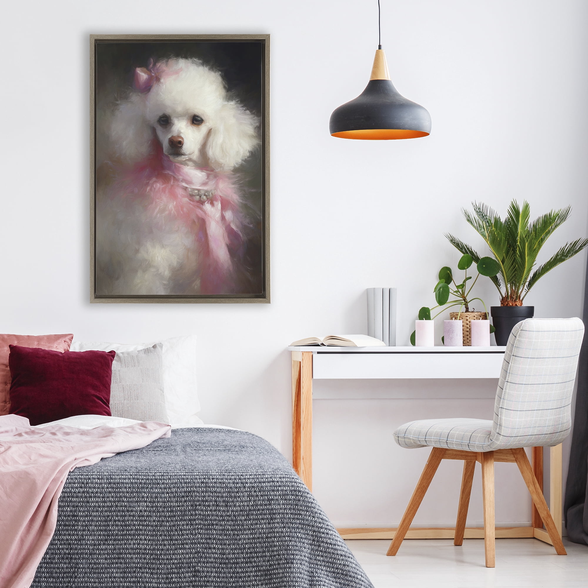 Stupell Industries Just A Girl Who Loves Pink Brown Framed Floater Canvas Wall Art, design by Tina LeCour