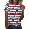 thumbnail image 2 of Patriotic T Shirts for Women Patriotic T Shirt for Women American Flag Shirts Red White and Blue Women Tops 4th of July Tee Women's Independence Day Printed Round Neck Short Sleeved T-Shirt Top, 2 of 4