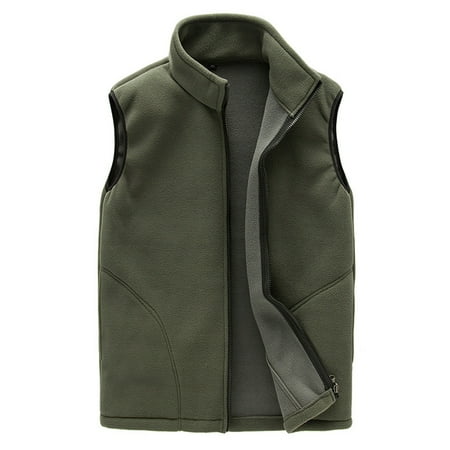 Men's Warm Full Zip Fleece Vest Jacket Outdoor Climbing Hiking Gilets Waistcoat