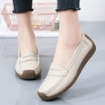 thumbnail image 5 of Miluxas Women's Casual Soft Leather Flats Shoes Comfortable Penny Loafers Slip-Ons Softsole Driving Walking Moccasins Boat Shoes Beige 7(39), 5 of 9