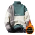 thumbnail image 3 of Suéter de otoño e invierno para hombre, informal, con forro polar, cuello alto grueso, camisa de punto, abrigo cálido atractivo para estudiantes, 3 of 4