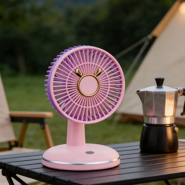 Ventilateur de Bureau Portable Rechargeable avec Base Ronde, Ventilateur de Refroidissement Compact pour Usage Intérieur et Extérieur, Idéal pour la Maison, le Bureau, le Camping et les Cadeaux