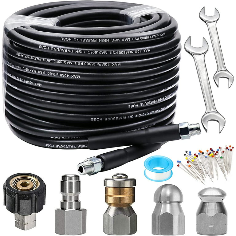 Sewer Jetter Kit 100FT for Pressure Washer, 5800PSI Drain Cleaner
