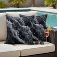 thumbnail image 4 of Black Marble Outdoor Waterproof Pillow Covers, Vintage Chic Abstract Texture Aesthetic Decorative Square Throw Pillowcase Sofa Cushion Sham for Patio/Couch/Chair, 24"x24" 2 Pack, 4 of 8