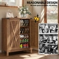 thumbnail image 4 of Dextrus Farmhouse Shoe Cabinet with Barn Doors, 5-Tier Wood Shoe Storage Rack Organizer for Entryway/Hallway/Closet, Brown, 4 of 12