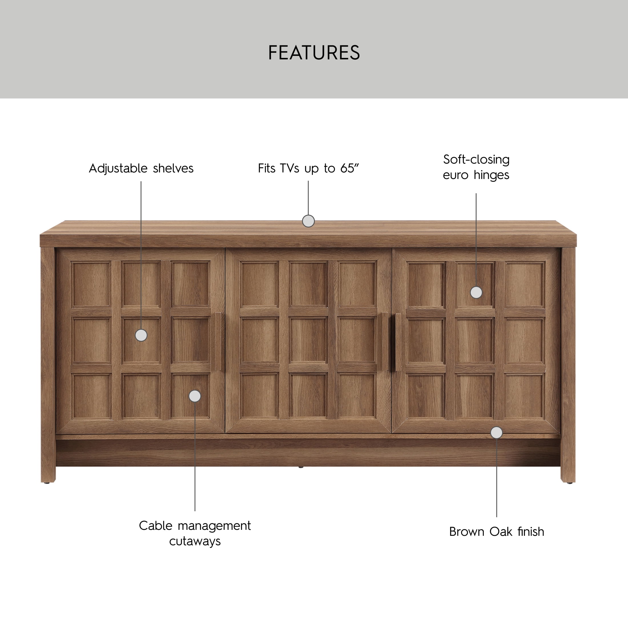 Better Homes & Gardens Mason TV Stand for TVs up to 75", Brown Oak Finish