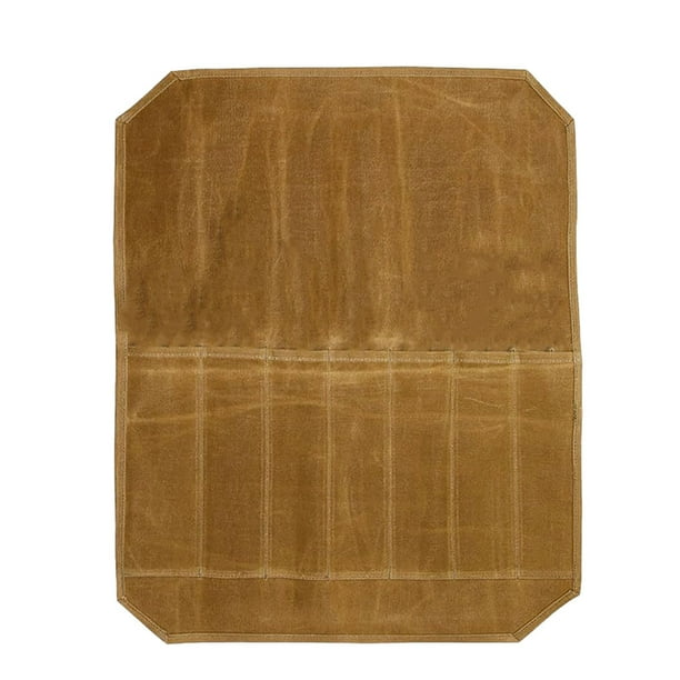 Wosthever Bolsa de lona duradera para cuchillos, gran capacidad y exquisita artesanía, bolsa de lona encerada para cuchillos Organizadores de utensilios de cocina caqui