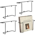 thumbnail image 1 of MyGift Modern Metal Wire Wall Mounted Vinyl Records Storage Racks, Hanging LP Record Holders, Floating Album Cover Display Shelves, Set of 2 (Black- 4 Pcs), 1 of 7