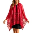 thumbnail image 3 of Lumtrix Womens Lace Shawls and Wraps for Weddings - Elegant Evening Dresses Scarfs - Sheer Shawl Wraps for Evening Party Shawl Red One Size, 3 of 5