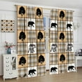 thumbnail image 4 of Bear Deer Curtains Country Forest Moose Stitching Vintage Farmhouse Cottage Bedroom Living Room Kitchen Curtains 52x84 Inch, 4 of 6