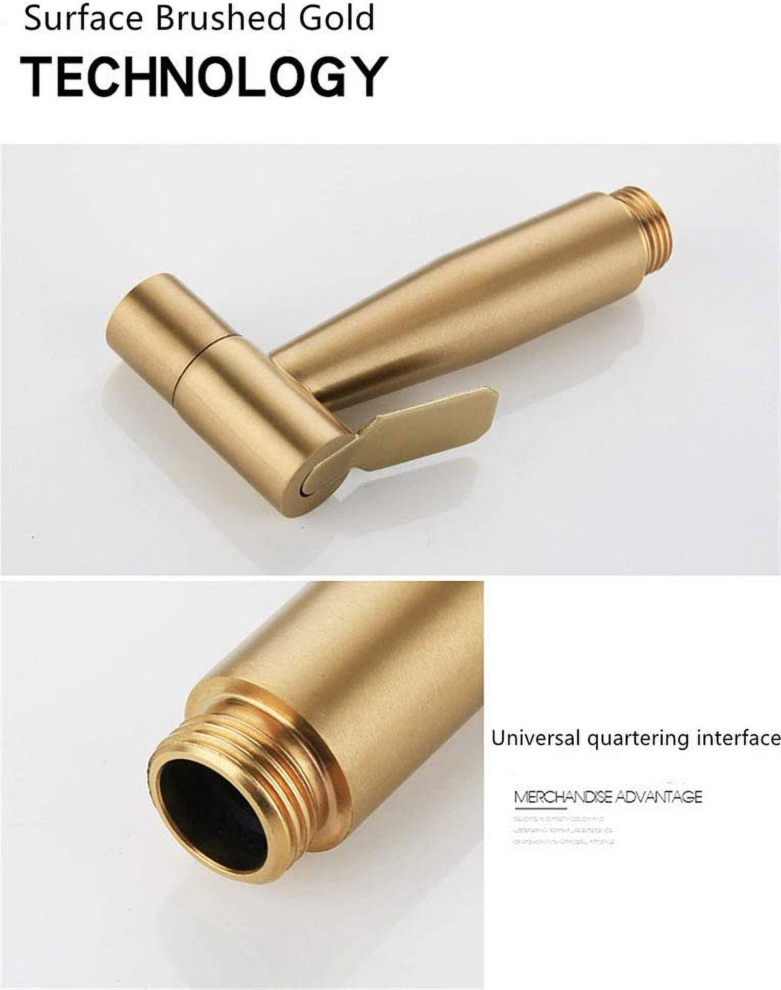 Stainless Steel Toilet Bidet Sprayer, Bidet Sprayer Kit, Faucet Sprayer Shattaf Toilet Sprayer (Gold)