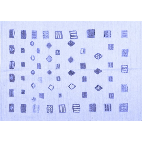 Ahgly Company Indoor Rectangle Abstract Blue Contemporary Area Rugs, 2' x 4'