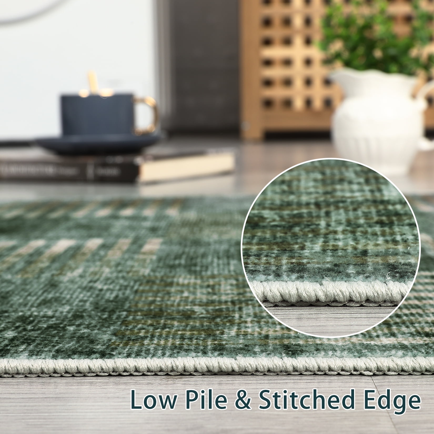Tzou Modern Washable Runner Rugs 2'x6' for Hallway, Soft Plaid Carpets Non-Slip, for Entryway Kitchen