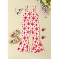 thumbnail image 5 of Aojekbee Toddler Girl Bell Bottom Jumpsuit Flower Print Neck Sleeveless Flare Pants Romper Baby Overalls for Summer, 5 of 10