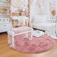 thumbnail image 6 of Junovo Round Fluffy Area Rugs For Kids Girls Princess Castle Plush Shaggy Carpet Cute Circle Nursery Rug For Kids Room Bedroom Living Room,4'x4',Blush, 6 of 7