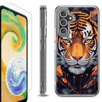 OneToughShield ® Compatible with Samsung Galaxy A15 5G, Shockproof Bumper Phone Case, with Tempered Glass Screen Protector - Cyberpunk Tiger