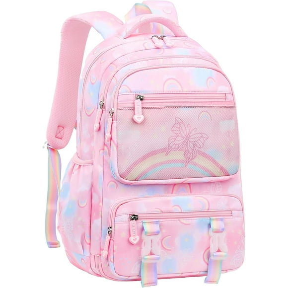 Rainbow Butterfly Kids Backpack - Adorable School Bag for 8-12-Year-Old Girls, Ideal for Kindergarten to Elementary