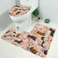 thumbnail image 2 of Dachshund and Flower Bathroom Rugs Sets 3 Piece,Toilet Cover Set,Absorbent Non Slip Bathroom Mats Sets with U-Shaped Contour Rug Toilet Rug Set, 2 of 5