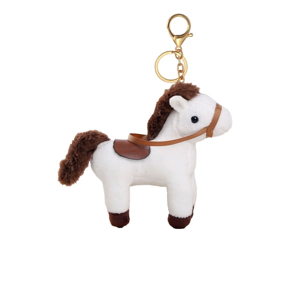 2026 Year of the Horse Plush Keychain, White Soft Mascot Ornament for Keys & Bag, Cute Little Horse Plush Toy for Wallet Charm, Symbol New Year Gift