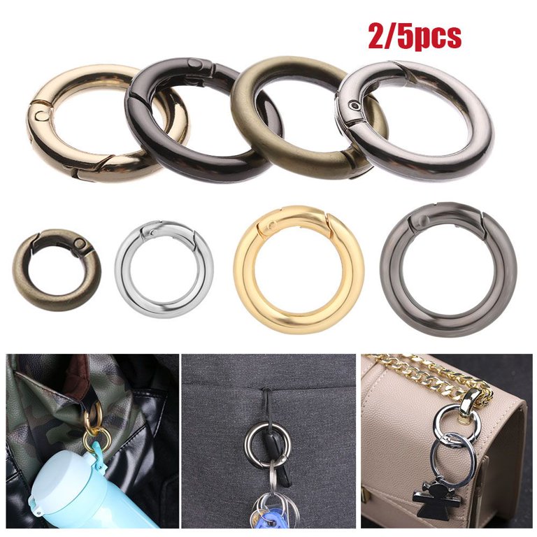 Carabiner Silver Snap Hook With Swivel Loop O Ring Heavy Duty Spring Clasp  Loop Belt Men Wear Push Gate Carabiner Clips Men's Key Chain-2pcs 