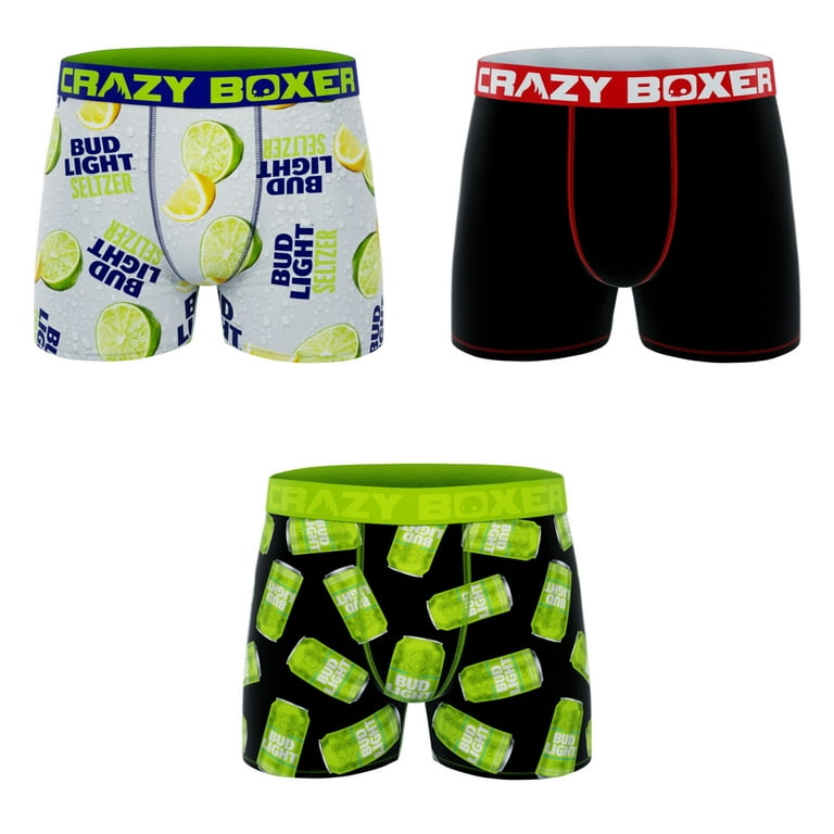 CRAZYBOXER Bud Light Lime And Cans; Men's Boxer Briefs, 3 Pack