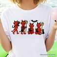 thumbnail image 2 of Cute Red Devils and Cats T-Shirt, Vintage Halloween Tee, 2 of 6