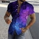thumbnail image 3 of Camisa con estampado geométrico y personalidad en 3D para hombre, camisas casuales de manga corta con botones, camisas de playa de gran tamaño para hombre, 3 of 5