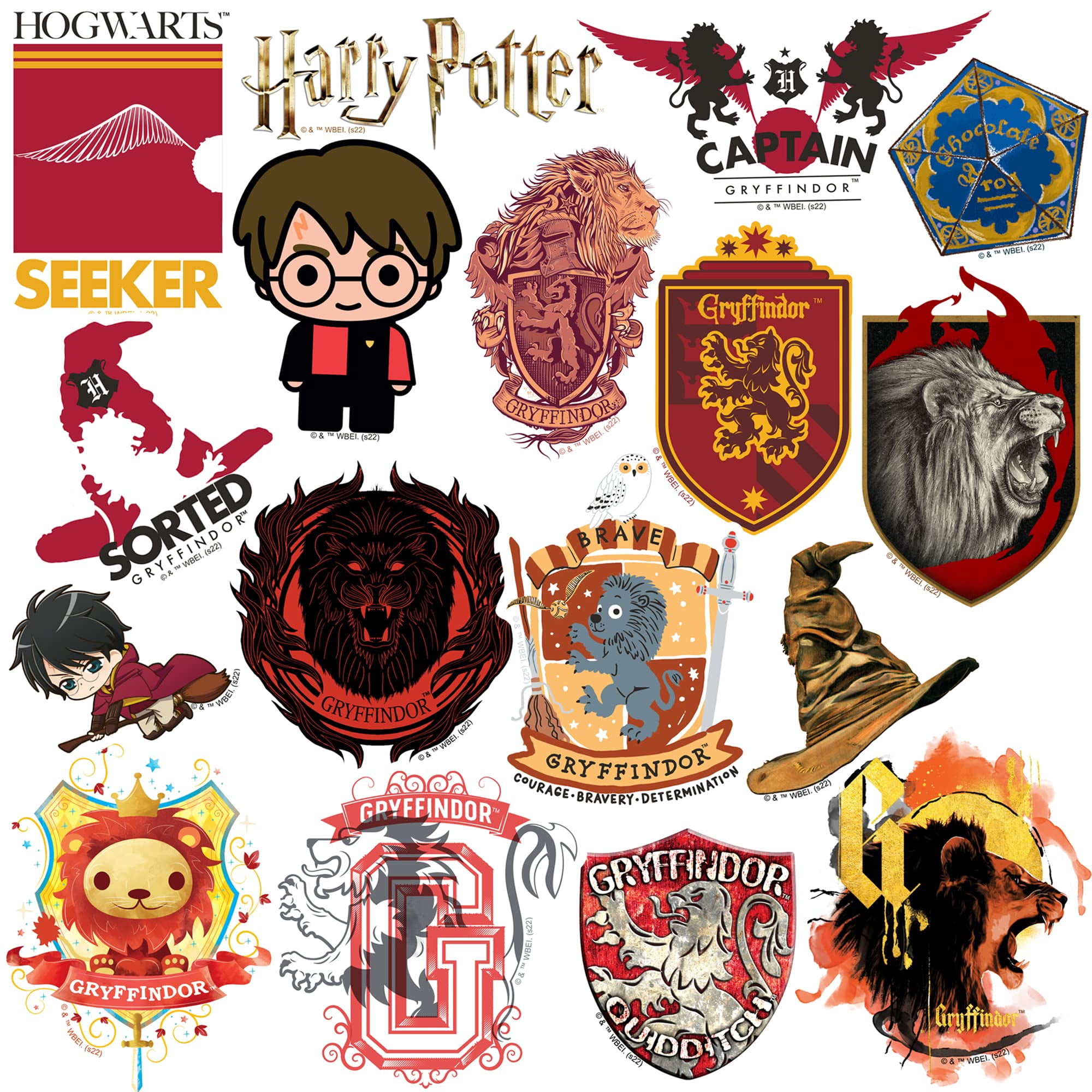 Harry Potter Gryffindor Theme 200ct Vinyl Decals  House Crests, Lion Symbols & Characters for Laptop, Water Bottle, Scrapbooking, Tablet, Indoor & Outdoor