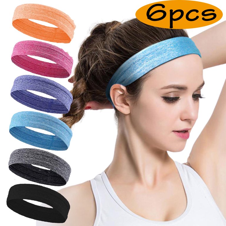 Sports Headbands for Women & Men Workout Running Sweatbands Silicone Grip  Non slip Yoga Hair Band Set 6 Pcs