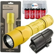 Surefire G2X Pro 600 Lumen Dual-Outputs LED Flashlight Bundle with V70 Holster, 2 Extra CR123A Batteries and Lightjunction Battery Case (Yellow)