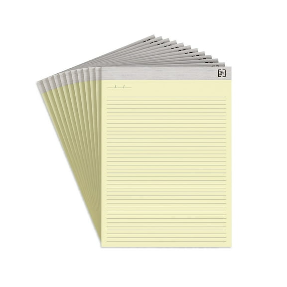 Staples TRU RED Notepads 8.5" x 11.75" Narrow Ruled Canary 50 Sheets/Pad 12 Pads/Pack (TR57383)
